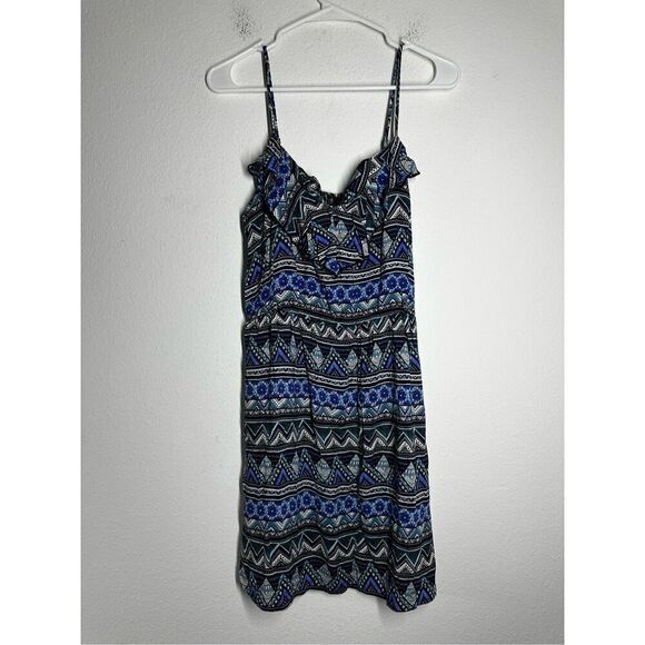 A9 Blue Bohemian Aztec Print Sundress Size L Blue Black - Picture 1 of 10